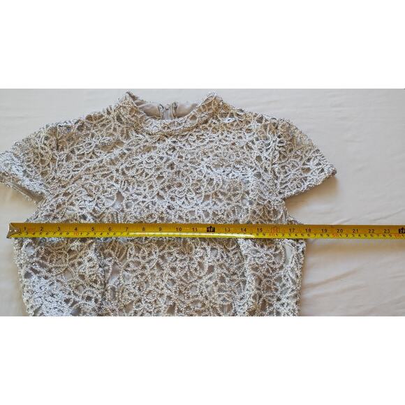 Premier Amour Women High Neck Short Sleeve Jumpsuit with Grey Lace Bodice Sz12 - Picture 8 of 16